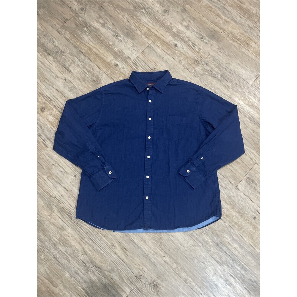 UNTUCKit Shirt Mens XXLRegular Fit Wrinkle Free Long Sleeve Blue Cotton